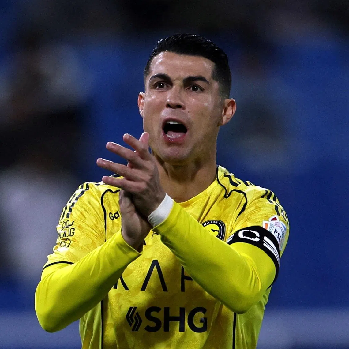 FILE PHOTO: Soccer Football - Saudi Pro League - Al Kholood v Al Nassr - King Abdullah Sport City Stadium, Buraydah, Saudi Arabia - January 30, 2026 Al Nassr's Cristiano Ronaldo reacts REUTERS/Hamad I Mohammed/File Photo