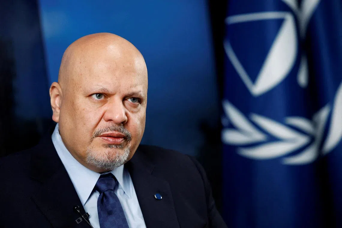 FILE PHOTO: International Criminal Court (ICC) Prosecutor Karim Khan attends an interview with Reuters in The Hague, Netherlands January 16, 2025. REUTERS/Piroschka van de Wouw/File Photo