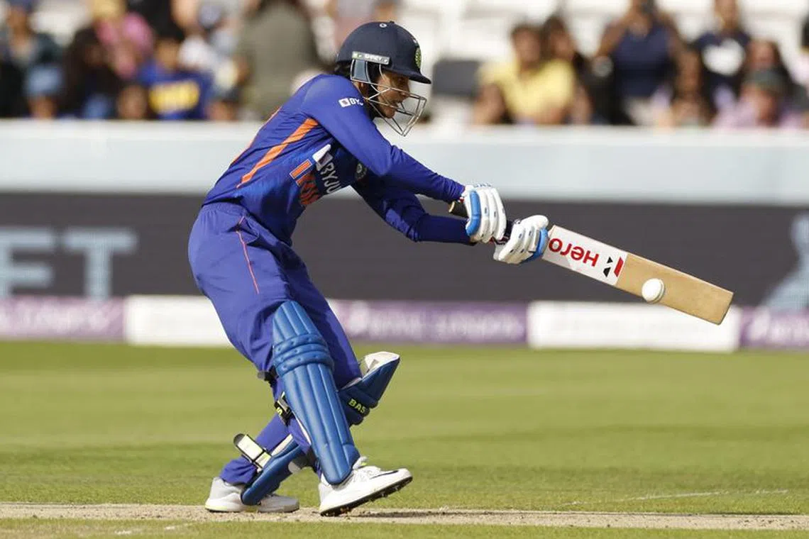 FILE PHOTO: Cricket - Women's One Day International Series - England v India - Lords, London, Britain - September 24, 2022 India's Smriti Mandhana in action Action Images via Reuters/Peter Cziborra/File Photo