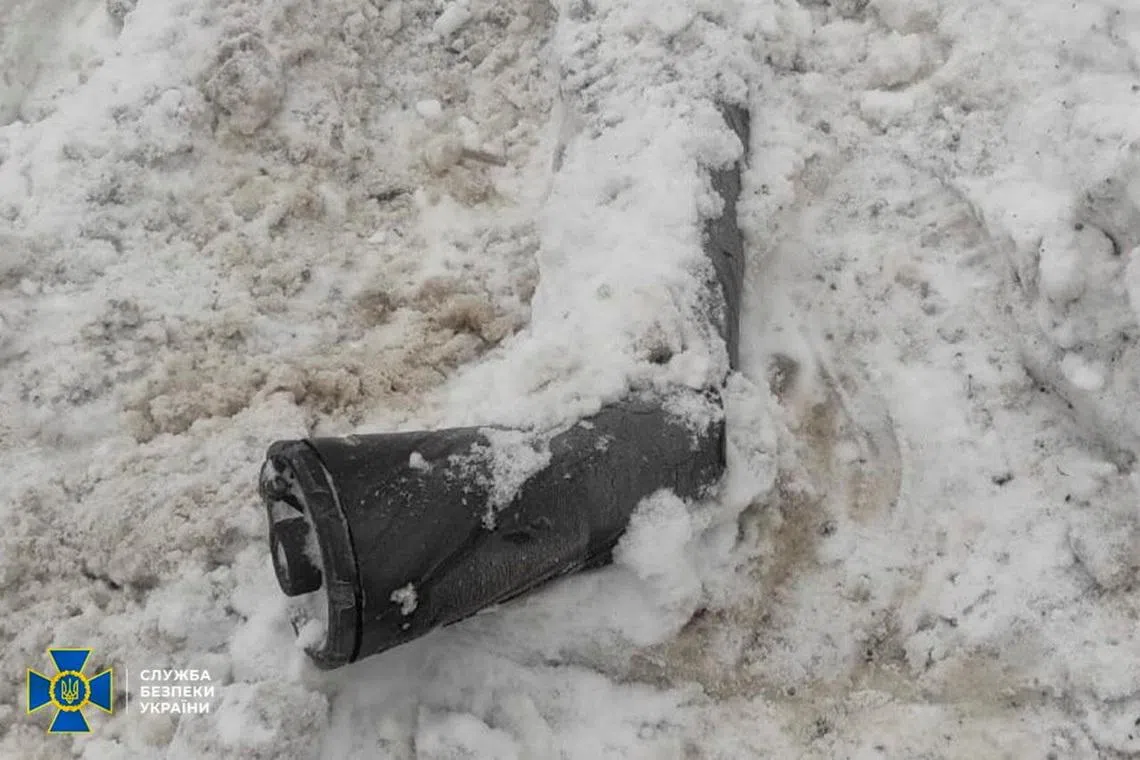 A part of Russian nuclear-capable hypersonic Oreshnik missile system at the site of the Russian missile strike, amid Russia's attack on Ukraine, in Lviv region, Ukraine January 9, 2026. Security Service of Ukraine/Handout via REUTERS/ File Photo