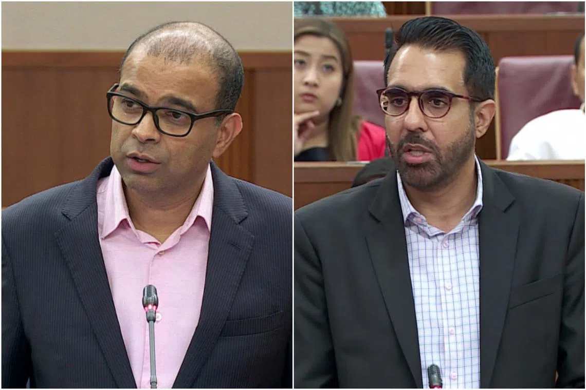Dr Janil Puthucheary (left) was responding to questions from Mr Pritam Singh, who asked why the correction note under Pofma was to be displayed on the original article as well as the site’s main page. 