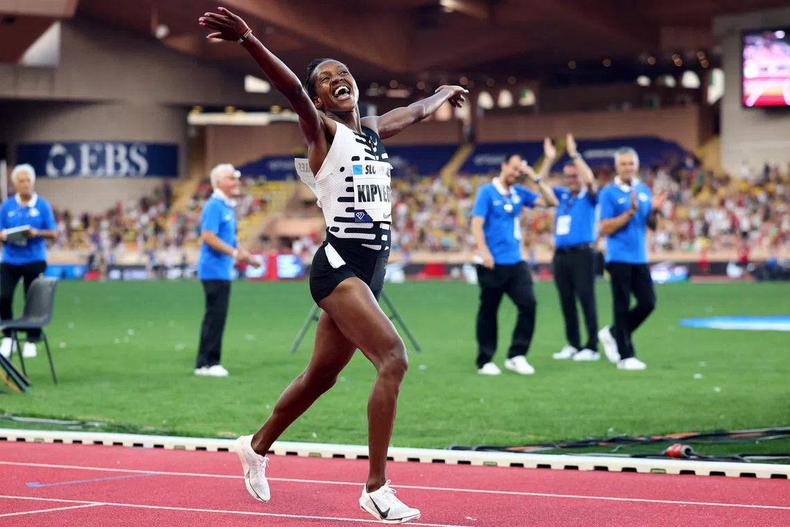 Kenya's Faith Kipyegon of Kenya, pictured after breaking the women's mile world record during the IAAF Diamond League in Monaco,  is one of the stars expected to compete in the world championships in Hungary.