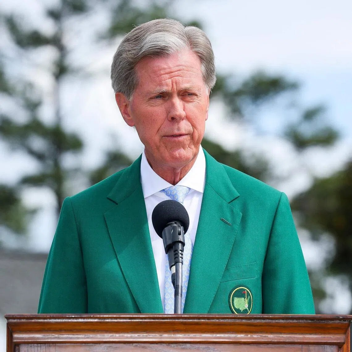 Augusta National Golf Club chairman Fred S. Ridley speaking during the trophy ceremony for Maria Jose Marin of Colombia after she won the Augusta National Women's Amateur at Augusta National on April 4, 2026 in Georgia.