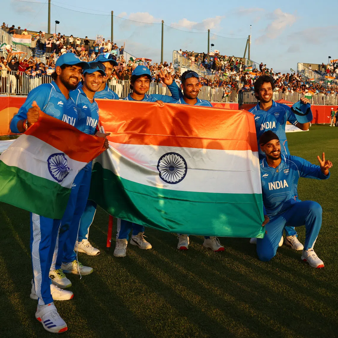 The Twenty20 world champions piled up 211-6, the highest total of the Aichi-Nagoya Games.