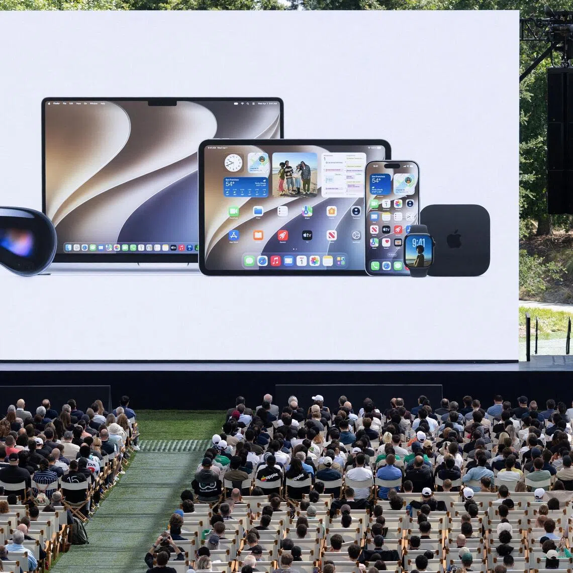 Attendees watching a presentation during Apple's annual Worldwide Developers Conference in Cupertino, California, on June 8. 