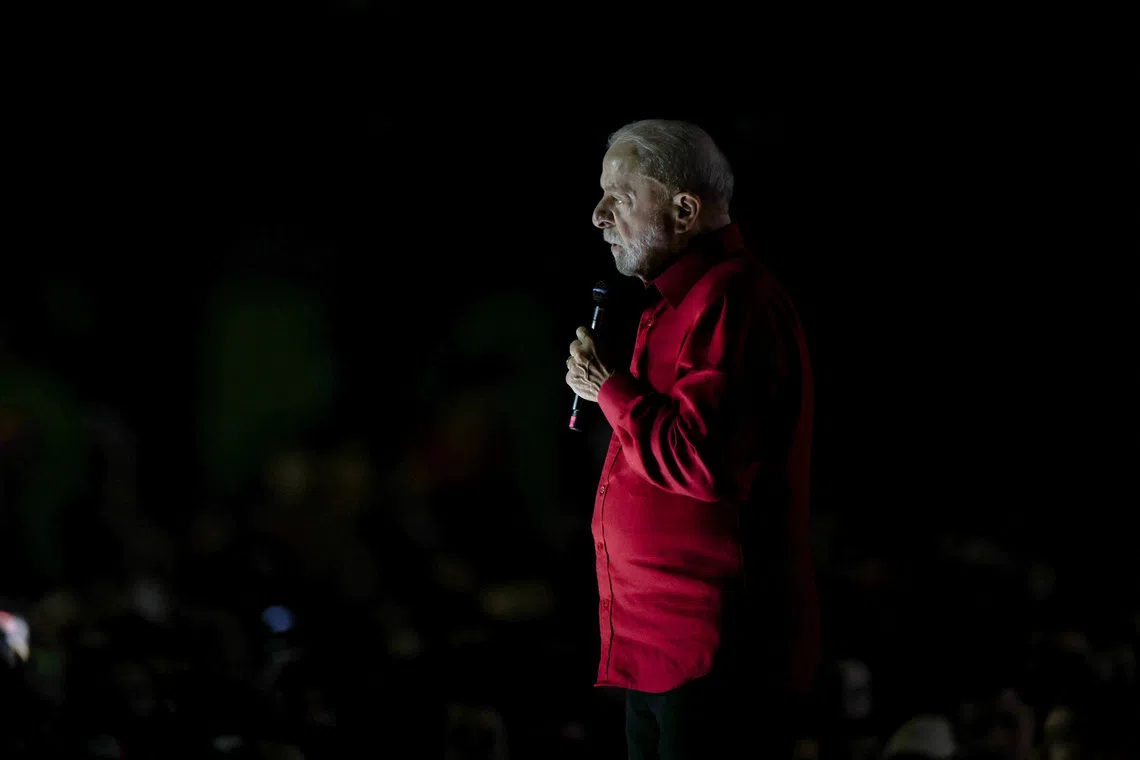 Brazilian President Luiz Inacio Lula da Silva, a candidate for reelection for the Workers' Party (PT), speaks at a campaign rally in Brasilia, Brazil, September 16, 2026. REUTERS/Adriano Machado     TPX IMAGES OF THE DAY
