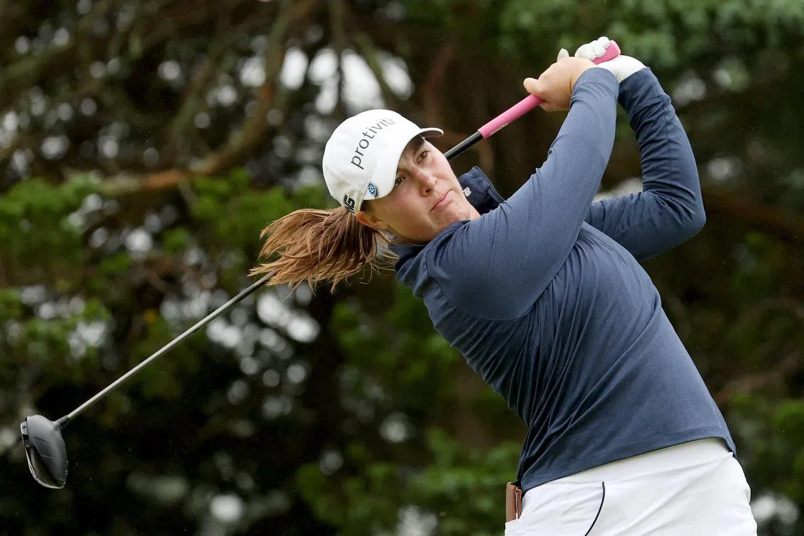 Jennifer Kupcho hitting her tee on the eighth hole during the final round of the ShopRite LPGA Classic at Seaview Bay Course on June 8.
