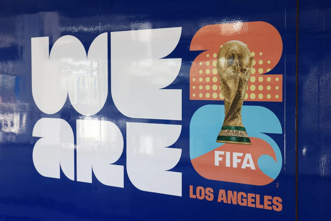 A sign promoting the World Cup in 2026 is shown at a newly opened metro stop at Los Angeles International Airport on December 5th, in Los Angeles, California, U.S. August 22, 2025. REUTERS/David Swanson