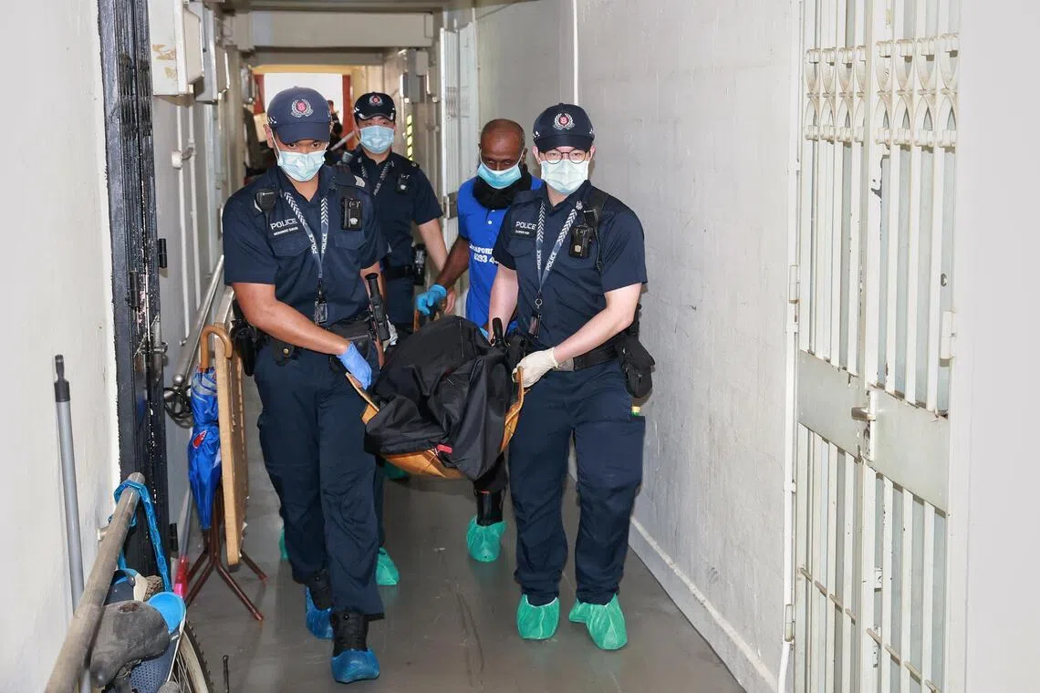 The victim bled to death from multiple stab wounds to the abdomen.