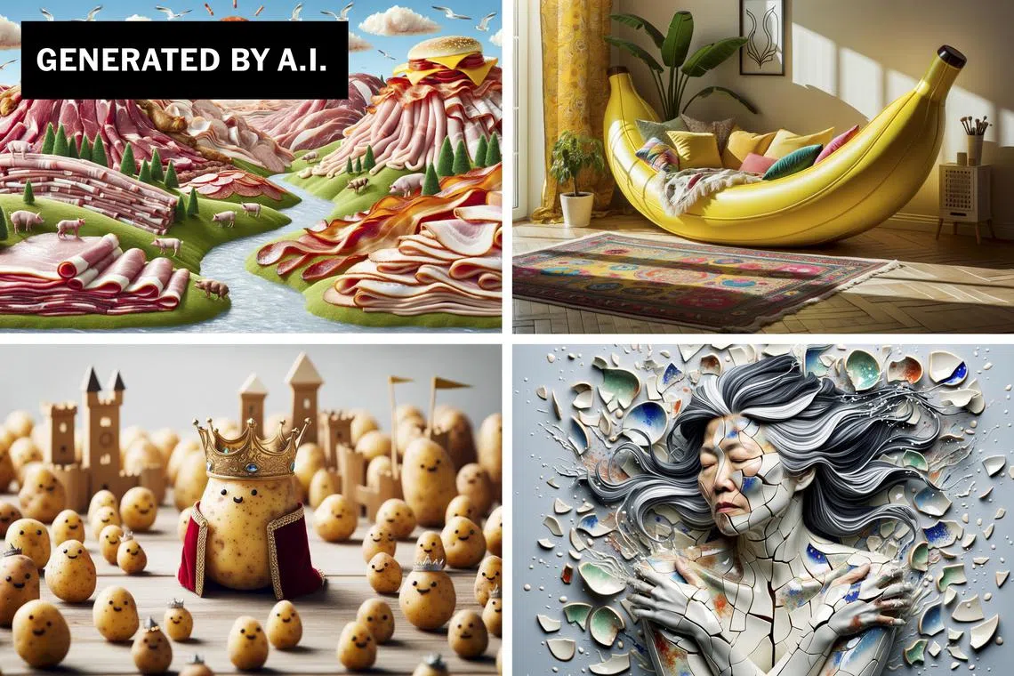 A handout image provided by OpenAI shows AI-generated images made using DALL-E 3.