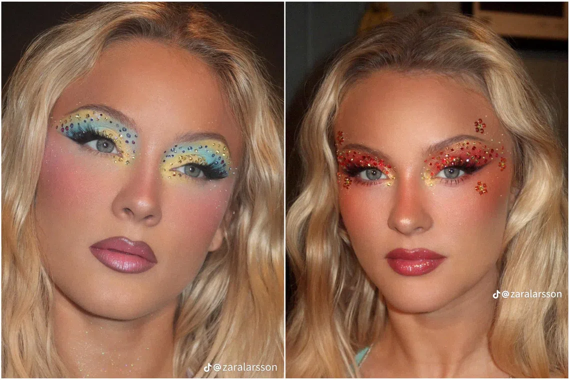 Zara Larsson’s bedazzled make-up look.