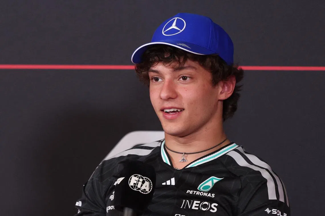 Formula One F1 - Barcelona-Catalunya Grand Prix - Circuit de Barcelona-Catalunya, Barcelona, Spain - June 11, 2026 Mercedes' Andrea Kimi Antonelli during the press conference REUTERS/Bruna Casas