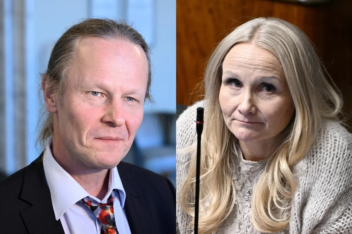 MPs Juho Eerola (left) and Kaisa ‍Garedew said they had apologised for posting similar images of themselves.