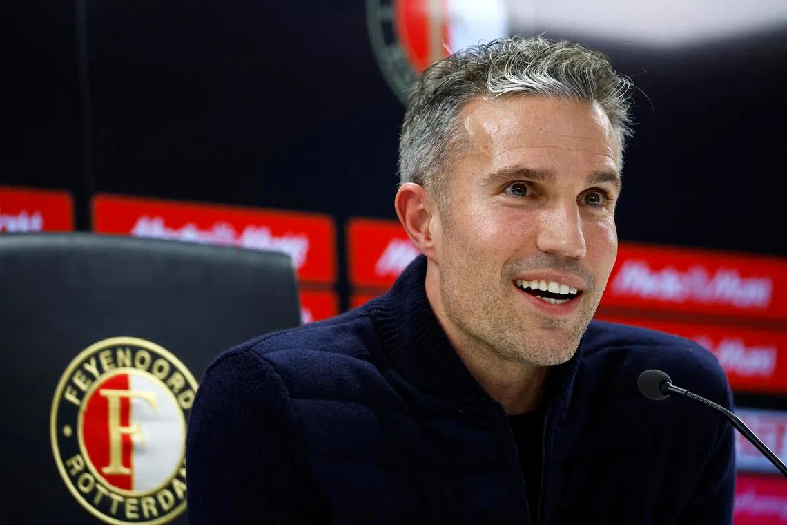 Soccer Football - Feyenoord presents new head coach Robin van Persie - Feyenoord Stadium, Rotterdam, Netherlands - February 24, 2025 New Feyenoord coach Robin van Persie during the presentation REUTERS/Piroschka Van De Wouw