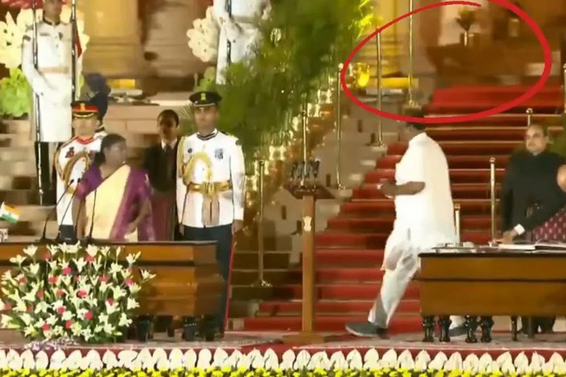 The animal was seen crossing through the highly guarded palace in the heart of the capital New Delhi.