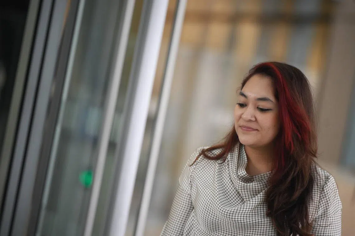 Former Workers' Party MP Raeesah Khan leaving the State Courts at the end of the day on Oct 16, 2024. 