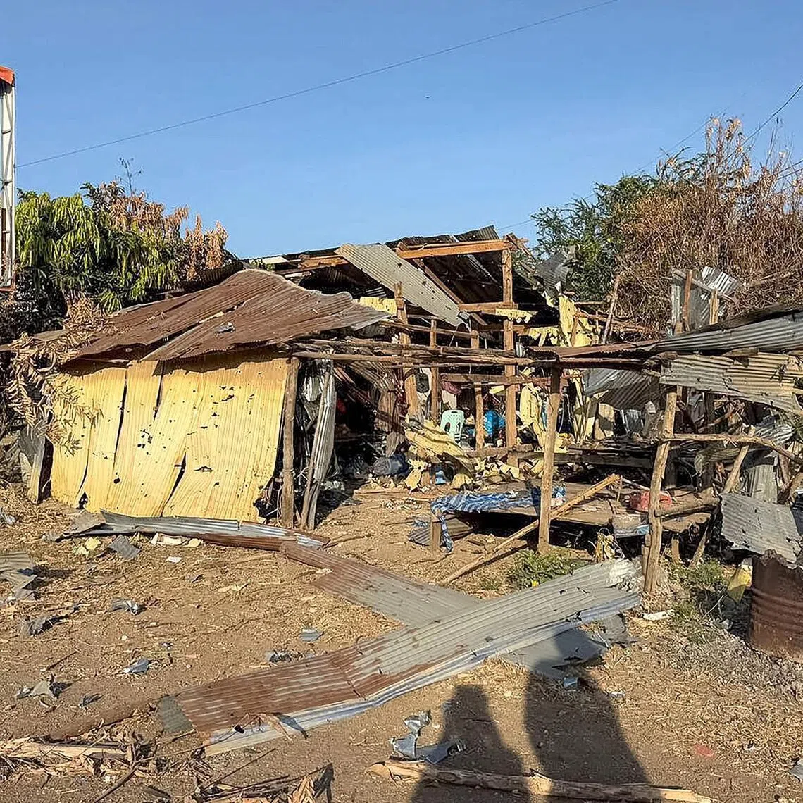 Damaged houses in Chouk Chey village in Banteay Meanchey province on Jan 2 following clashes between Cambodian and Thai soldiers. 