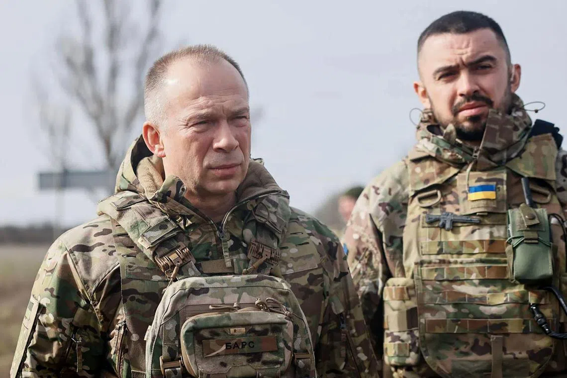 Ukrainian Commander-in-Chief Oleksander Syrskyi (left) has been promoted to general, from his previous military rank of colonel general.