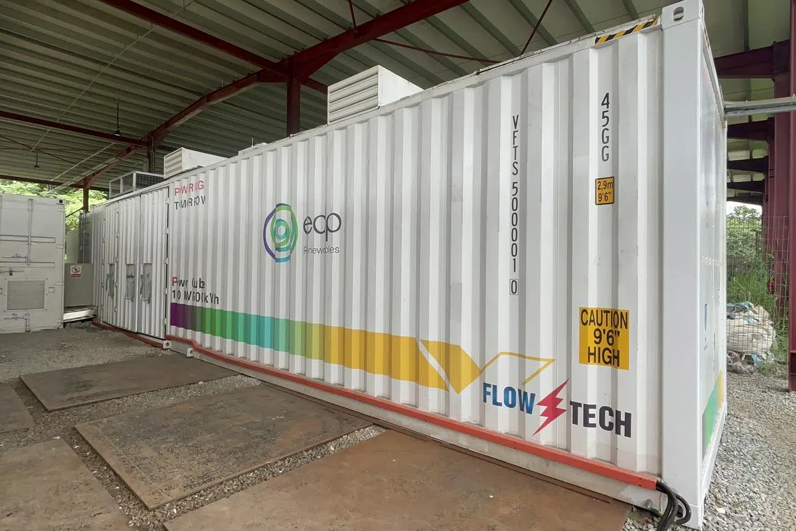 VFlowTech's energy storage system on Pulau Ubin. 