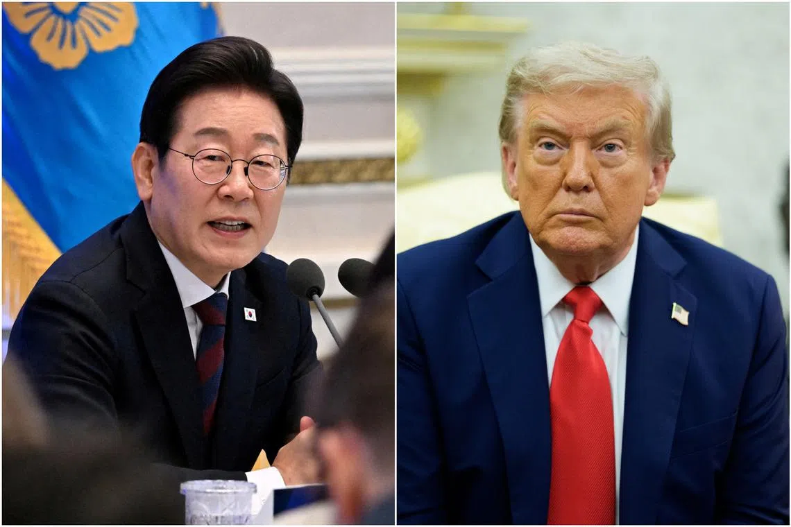 Mr Lee (left) and Mr Trump are likely to see eye to eye on North Korea, with both open to engaging its leader Kim Jong Un.