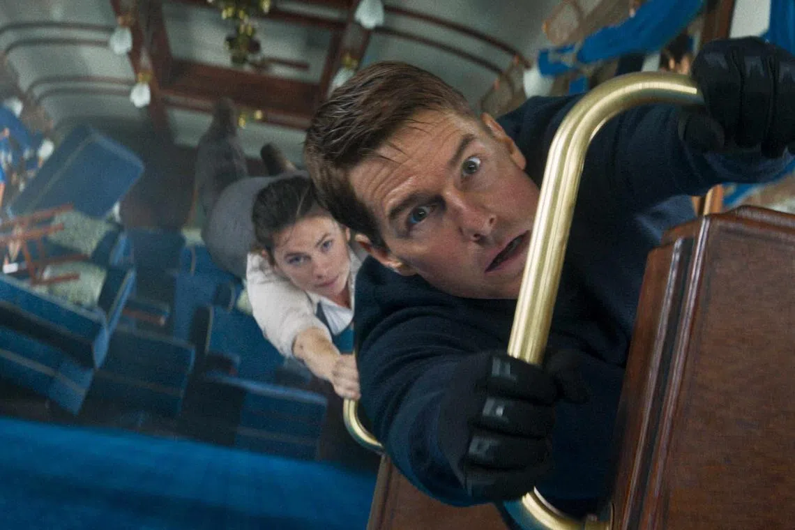 jomovie13 - Spy thriller Mission: Impossible - Dead Reckoning Part One stars Hayley Atwell (left) and Tom Cruise

source: UIP