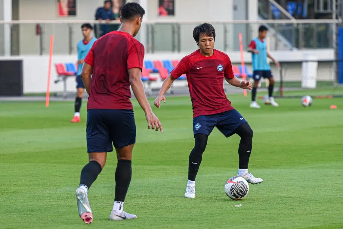 Kyoga Nakamura in training with the Singapore national team during the September Fifa window.