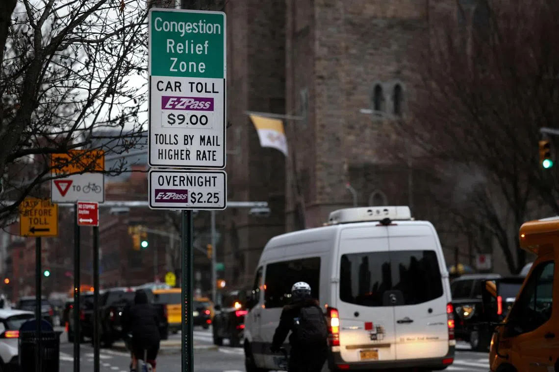 The US$9 (S$12.09) daytime toll for motorists entering areas of Manhattan south of Central Park was introduced in early January.