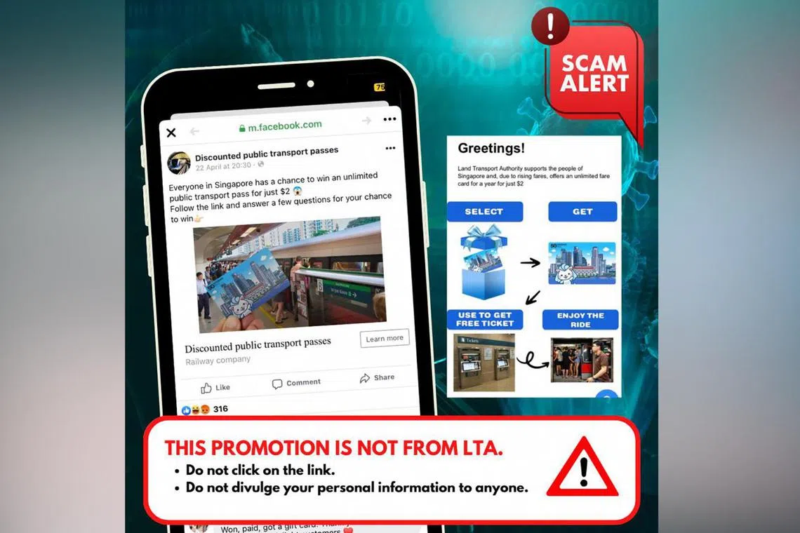 LTA said there is a new social media scam to disclose their personal details to win an “unlimited public transport pass”.