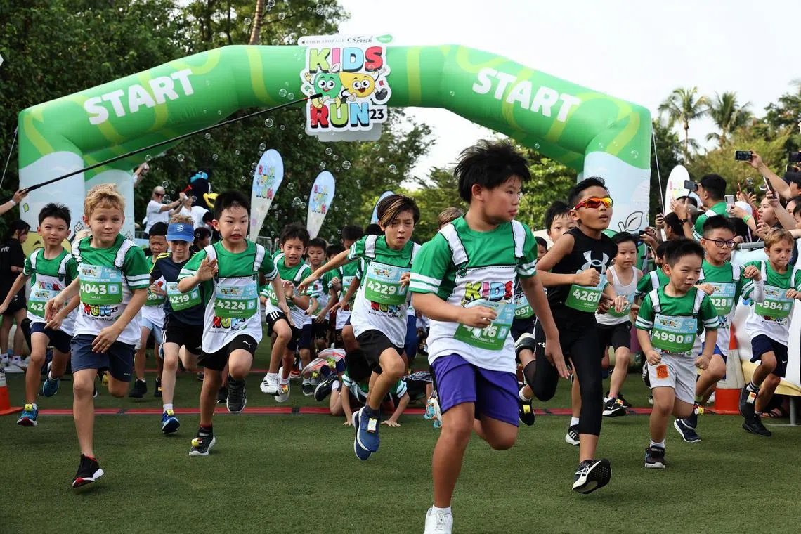 Boys in the competitive category at the Cold Storage Kids Run 2023.