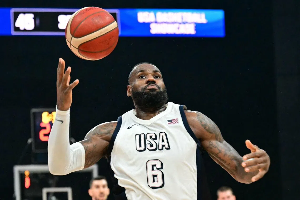 LeBron James had a game-high 25 points for the United States as they beat South Sudan 101-100 in a Paris Olympics warm-up game in London on July 20.