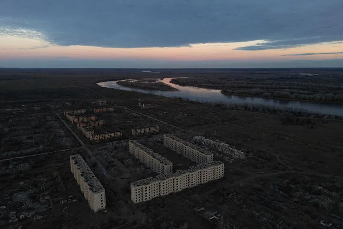 A view shows abandoned buildings in the Chagan military town near the former Semipalatinsk Test Site, one of the main locations for nuclear testing in the Soviet Union, in the Abai Region, Kazakhstan November 7, 2023. REUTERS/Pavel Mikheyev