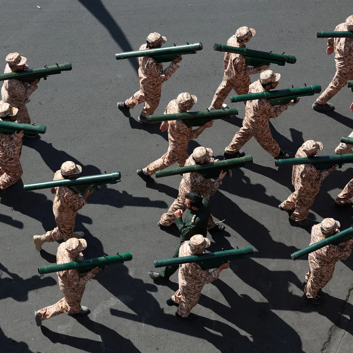 Members of Iran’s militia forces (Basij) taking part in a military march in Tehran, Iran, in September 2026.