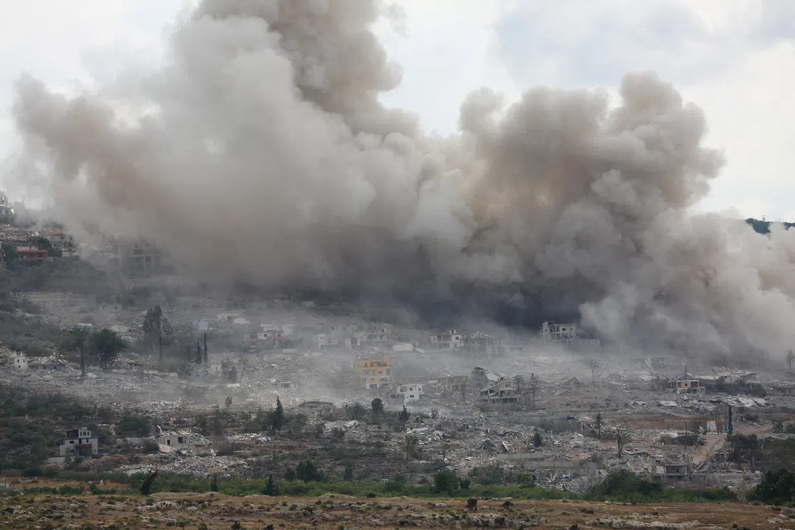 Smoke rises in Mansouri following Israeli explosions reported by Lebanon’s state news agency NNA as seen from Hinniyeh, southern Lebanon, September 28, 2026. REUTERS/Stringer TPX IMAGES OF THE DAY