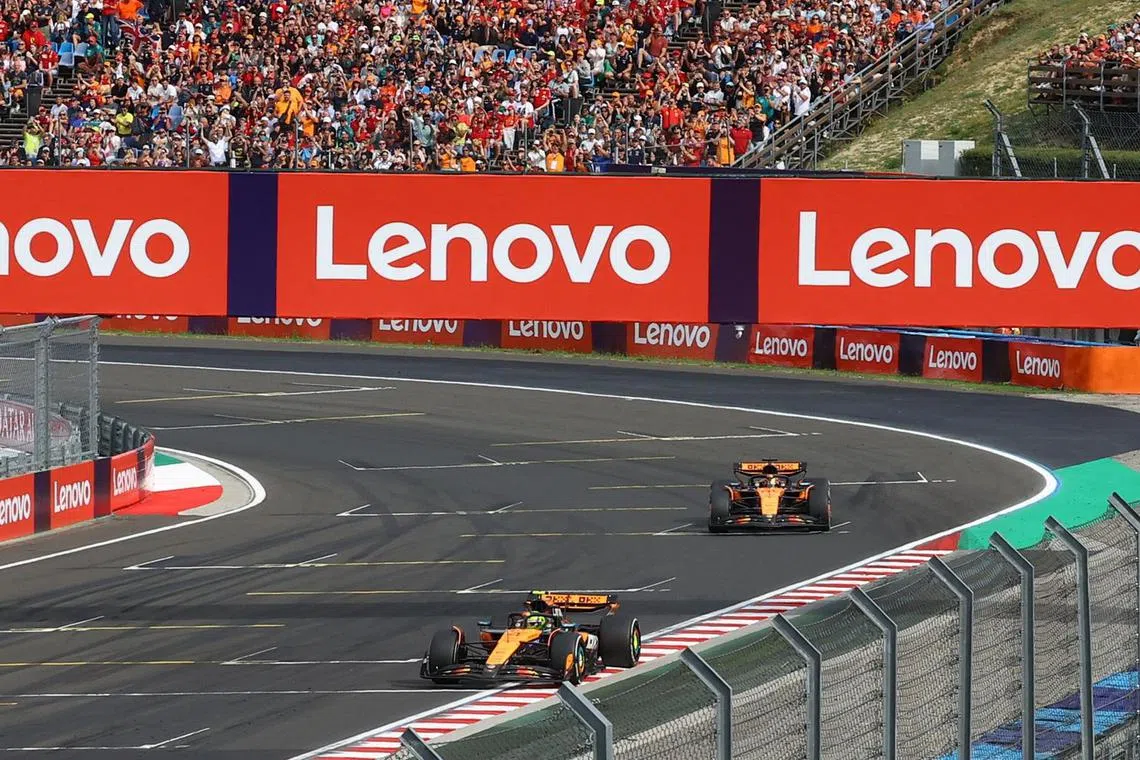 McLaren's Lando Norris and Oscar Piastri, seen here at the Hungarian Grand Prix, are free to race each other.