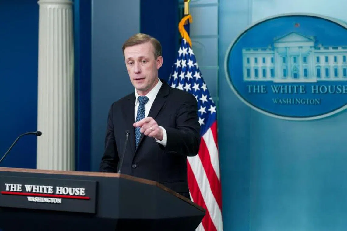 Jake Sullivan, US national security adviser, during a news conference in the James S. Brady Press Briefing Room of the White House in Washington, DC, US, Monday, Jan. 13, 2025. Sullivan said there's a "distinct possibility" that Israel and Hamas will be able to reach a ceasefire deal before President Joe Biden leaves office in a week. Photographer: Chris Kleponis/CNP/Bloomberg