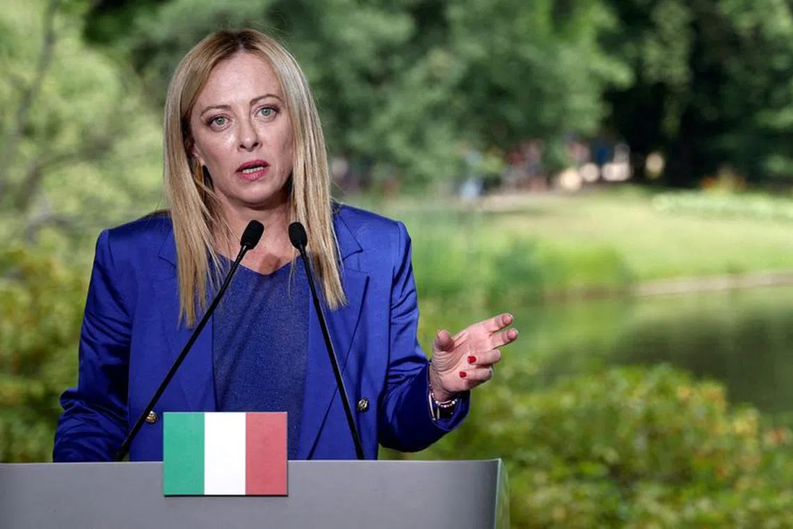 FILE PHOTO: Italian Prime Minister Giorgia Meloni in Warsaw, Poland, July 5, 2023, REUTERS/Kacper Pempel/File Photo