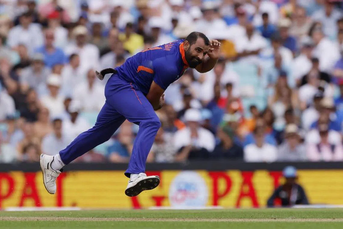 FILE PHOTO: Cricket - Men's One Day International Series - England v India - Kia Oval, London, Britain - July 12, 2022 India's Mohammed Shami in action Action Images via Reuters/Andrew Couldridge/File Photo