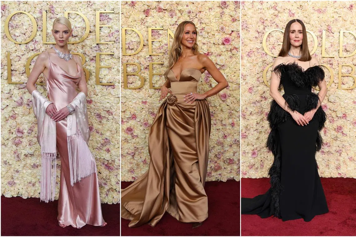 (From left) Anya Taylor-Joy, Nikki Glaser and Sarah Paulson at the 82nd annual Golden Globe Awards ceremony in Beverly Hills, California.