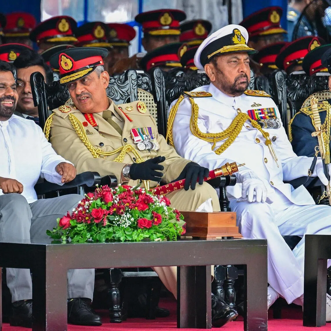 Admiral of the Fleet Wasantha Karannagoda (second from right), who currently has no active role in the navy, also faces allegations of war crimes.