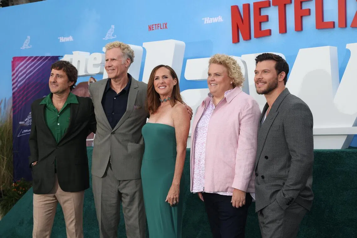 (From left) Luke Wilson, Will Ferrell, Molly Shannon, Fortune Feimster and Jimmy Tatro at the premiere of Netflix series The Hawk in Los Angeles on July 9.
