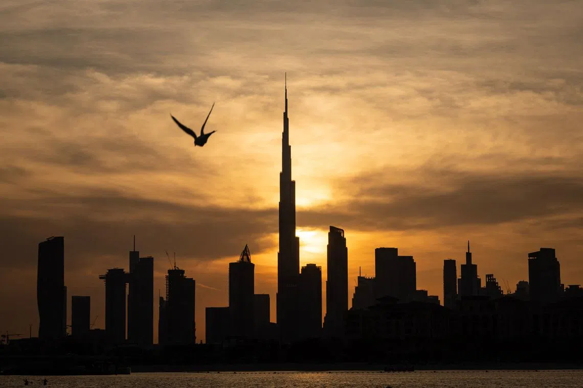 A picture shows a morning view of the Dubai skyline including Burj Khalifa on october 16, 2024. (Photo by FADEL SENNA / AFP)