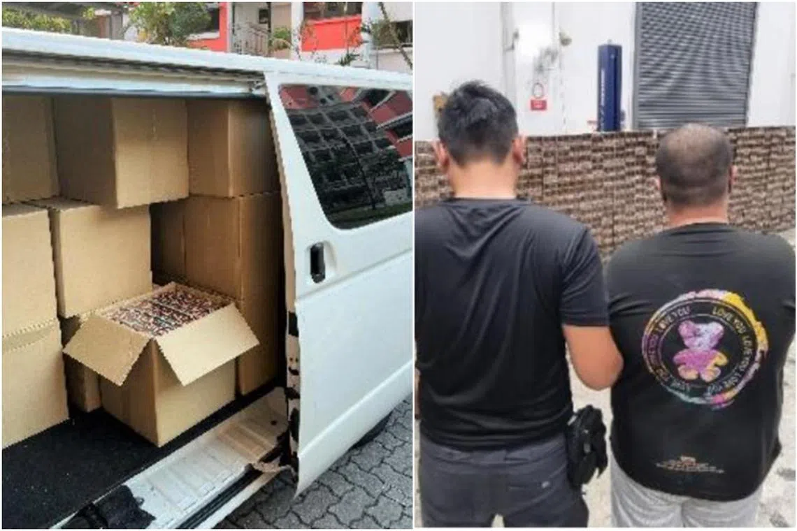 The agency seized 4,620 cartons and 4,200 packets of duty-unpaid cigarettes in two operations in Choa Chu Kang Avenue 5 and Woodlands Rise.