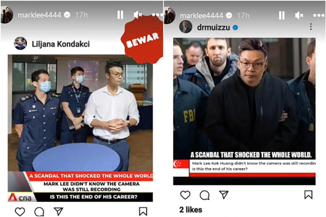 Actor-comdiean Mark Lee took to Instagram Stories to share a series of badly edited photos of him.