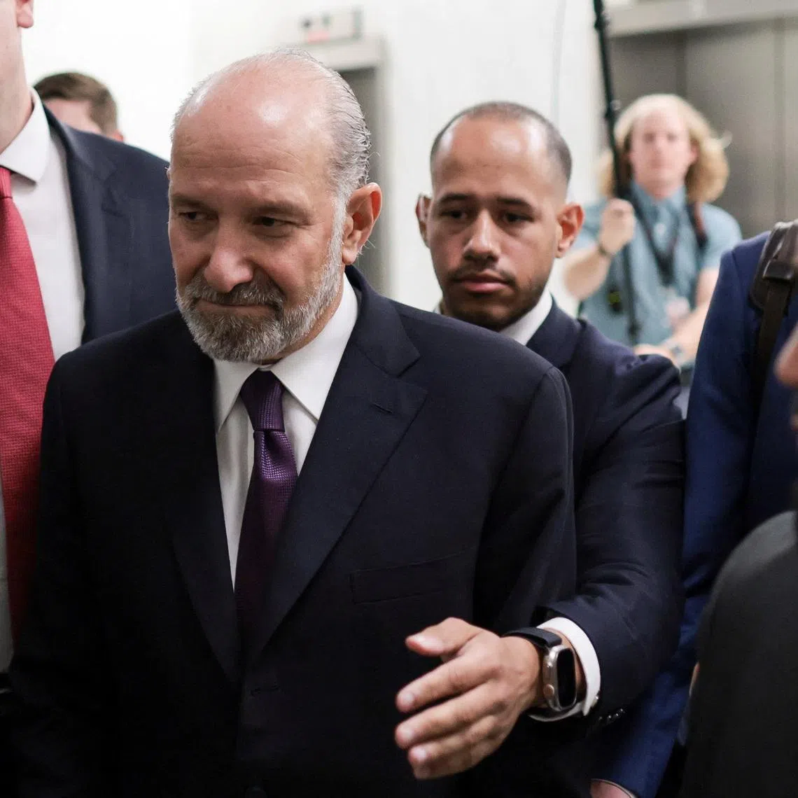 U.S. Commerce Secretary Howard Lutnick departs following an interview with the House Oversight and Government Reform Committee as part of the panel's ongoing probe of late sex offender and financier Jeffrey Epstein, on Capitol Hill in Washington, D.C., U.S., May 6, 2026. REUTERS/Jonathan Ernst