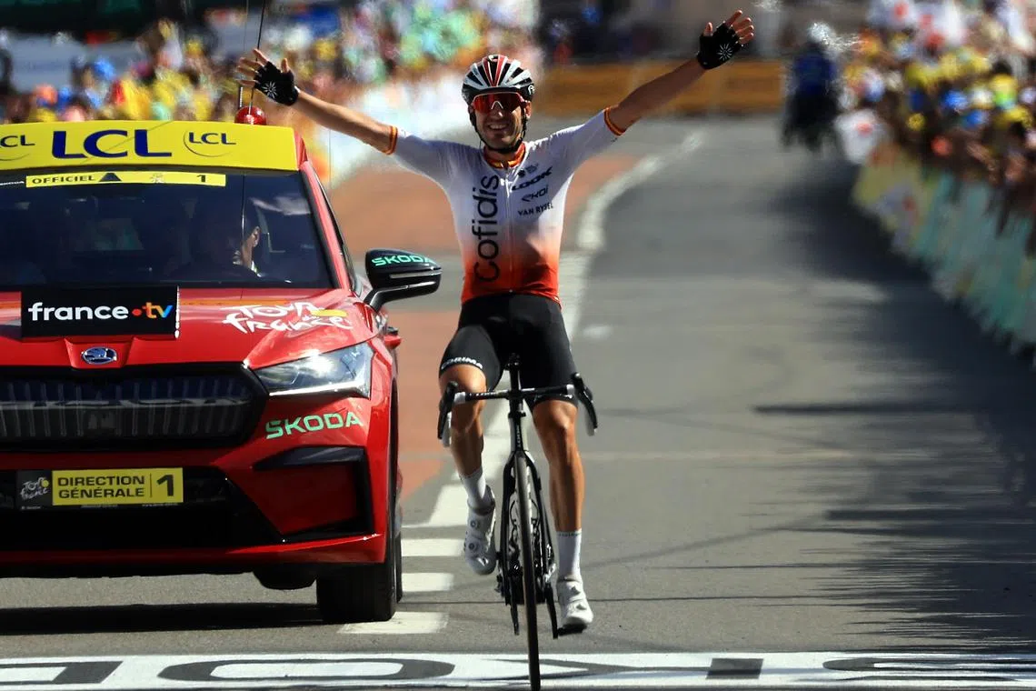 Spain's Ion Izagirre of team Cofidis wins the 12th stage of the Tour de France.