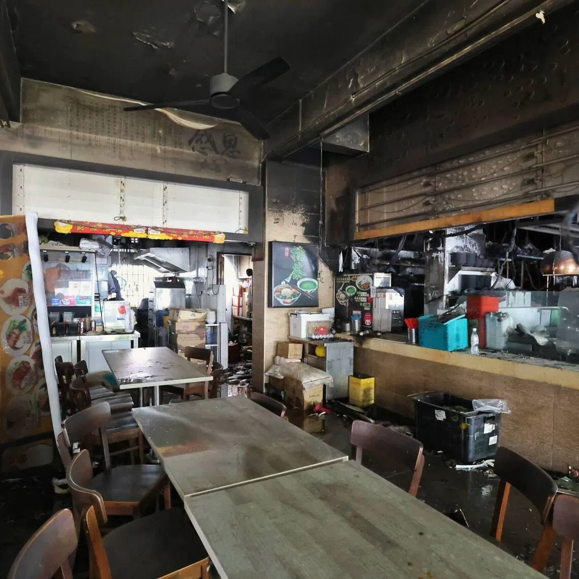 SCDF said the fire involved the kitchen exhaust duct of the coffee shop and that the cause of the fire is under investigation.