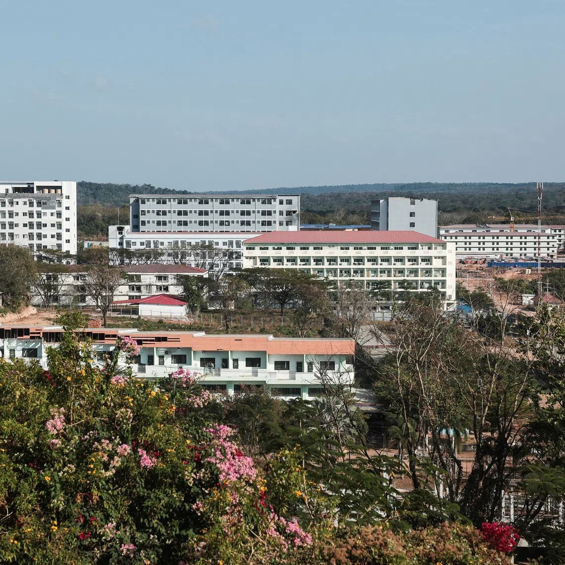 Building in O’Smach reportedly used for scam operations, at the Chong Chom-O’Smach border crossing in Samraong, Cambodia’s Oddar Meanchey province.
