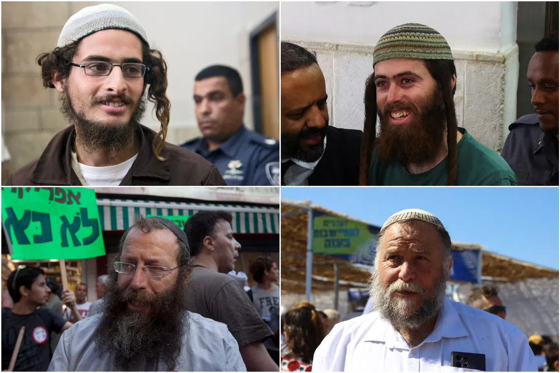 (Clockwise from top left) Meir Mordechai Ettinger, Elisha Yered, Ben-Zion Gopstein and Baruch Marzel. 