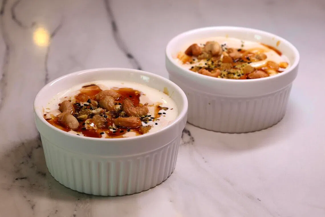 New desserts are banana-based pudding Masoub (left) and date-based Areeka.