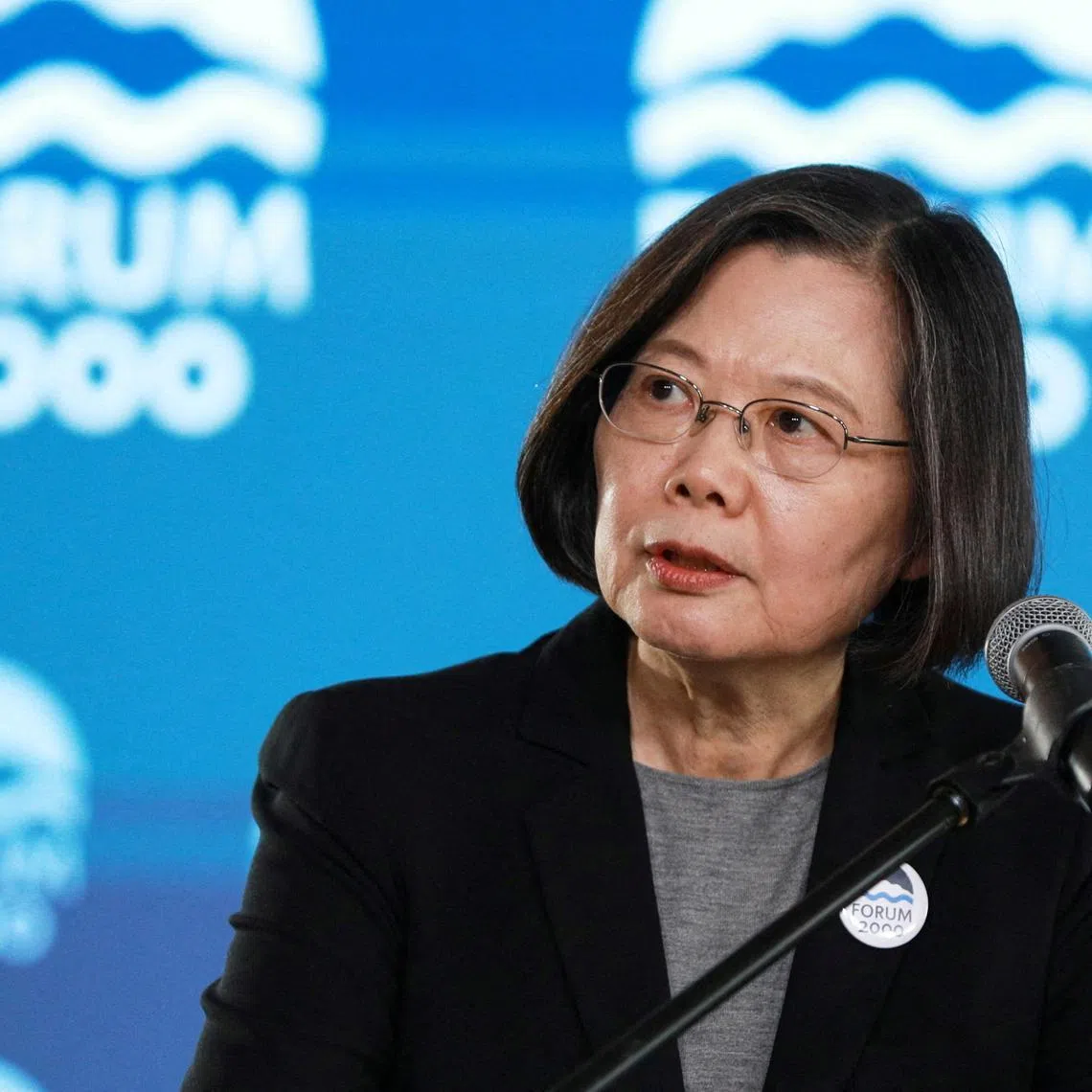 FILE PHOTO: Former Taiwan President Tsai Ing-wen speaks during the annual Forum 2000 conference in Prague, Czech Republic, October 14, 2024. REUTERS/Dorota Holubova/File Photo